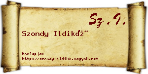 Szondy Ildikó névjegykártya
